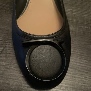 Salvatore Ferragamo Black Low Heel Pump with Gancini Buckle